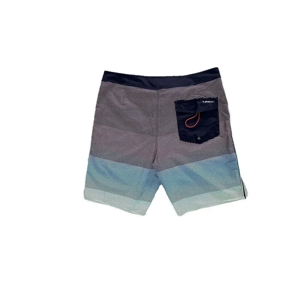 Men’s Multicolored Stripe Quiksilver Swim Trunk Board Shorts Waist Size 33”